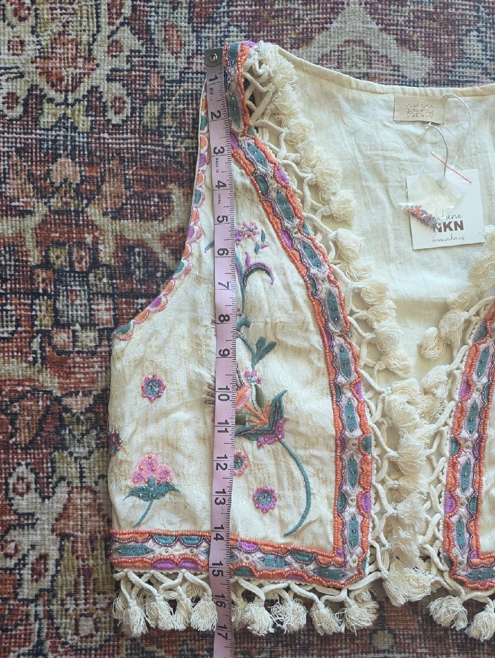 NWT NEKANE | $118 Drea Tasseled Boho Vest - Picture 8 of 9